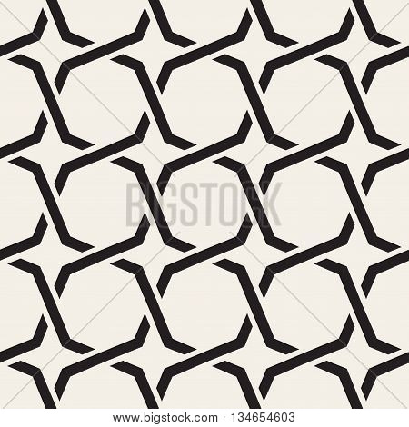 Vector Seamless Black White Geometric Islamic Star Grid Pattern