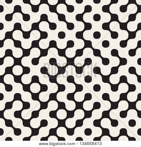 Vector Seamless Black And White Rounded Irregular Maze Pattern