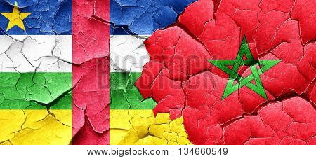 Central african republic flag with Morocco flag on a grunge crac
