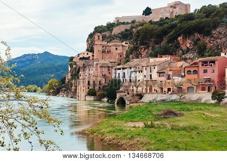 Miravet village and Ebro river. Province of Tarragona. Spain. Miravet is one of the most charming village in Catalonia