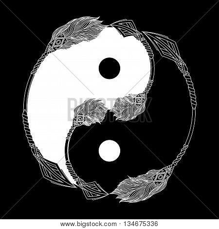 Yin Yang Black and White with arrow