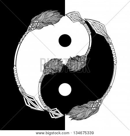 Yin Yang Black And White With Arrow