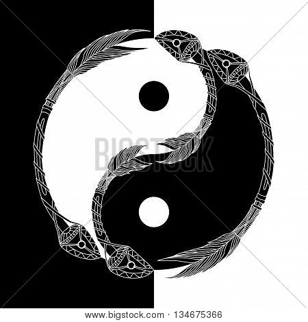 Yin Yang Black And White With Arrow