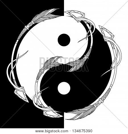 Yin Yang Black And White With Arrow
