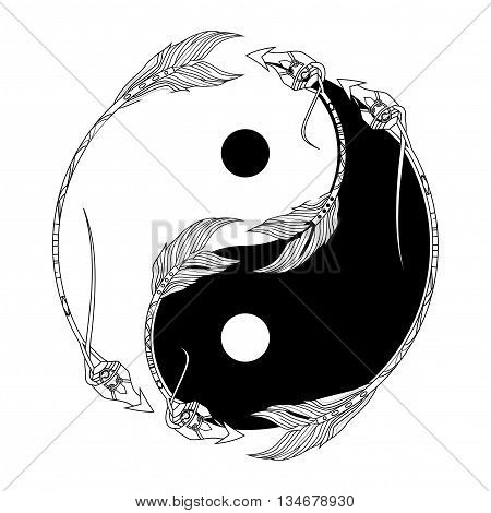 Yin Yang Black And White With Arrow