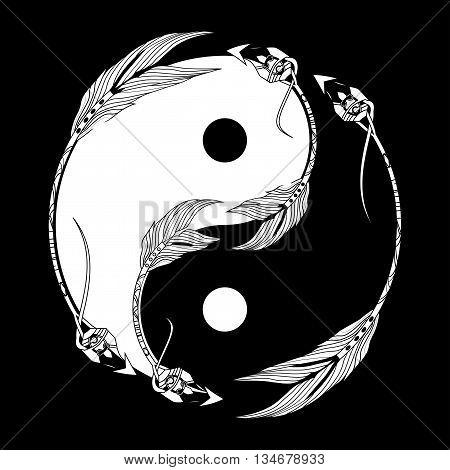 Yin Yang Black And White With Arrow