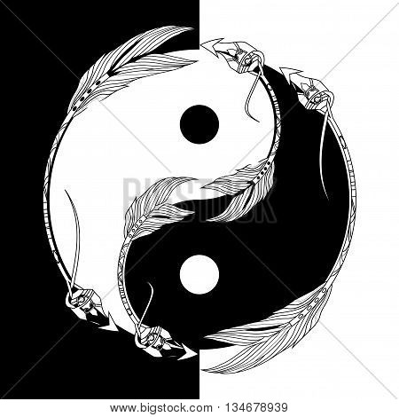 Yin Yang Black And White With Arrow