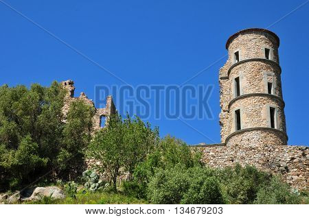 Grimaud France - april 16 2016 : the picturesque historical castle