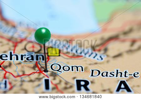 Qom pinned on a map of Iran