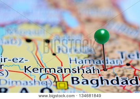 Kermanshah pinned on a map of Iran