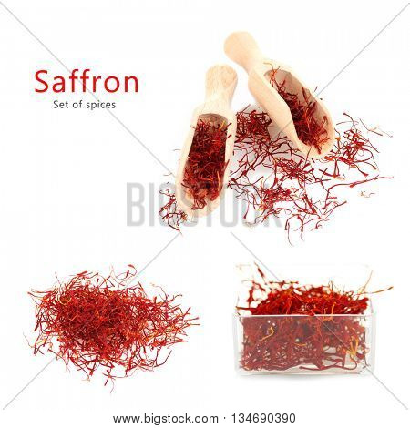 Saffron spice. Isolated on white background