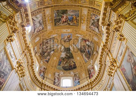 ROME, ITALY - APRIL 8, 2016: Church of the Holy Name of Jesus on Piazza del Gesu 1584. Interior Chiesa del Gesu