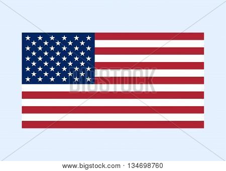 Flag USA sign. National symbol of freedom independence. Original simple clean United State Of America flag isolated on white background. Official colors and Proportion Correctly. illustration
