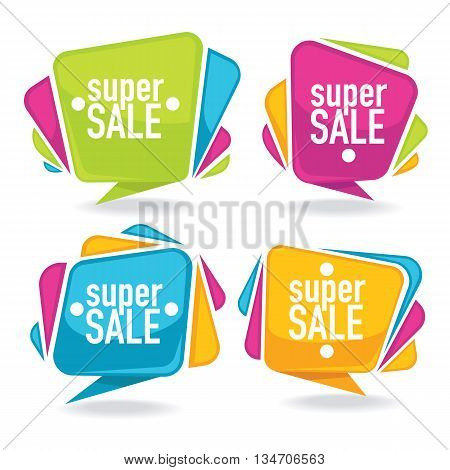 super sale vector collection of bright discount bubble tags banners and stickers