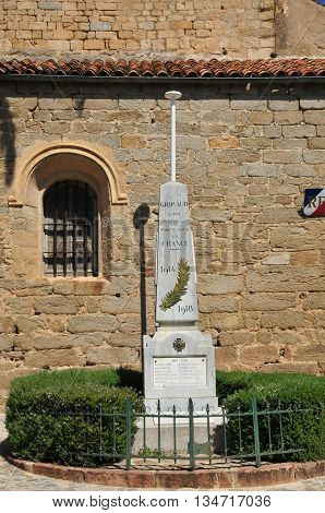 Grimaud France - april 16 2016 : the war memorial