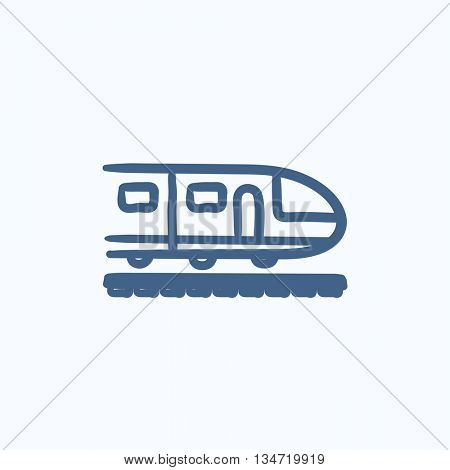 Modern high speed train vector sketch icon isolated on background. Hand drawn Modern high speed train icon. Modern high speed train sketch icon for infographic, website or app.