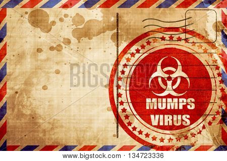 Mumps virus concept background, red grunge stamp on an airmail b
