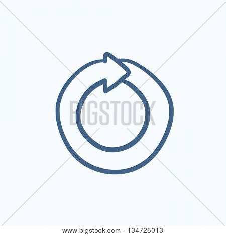 Circular arrow vector sketch icon isolated on background. Hand drawn Circular arrow icon. Circular arrow sketch icon for infographic, website or app.