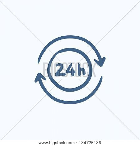 Service 24 hrs vector sketch icon isolated on background. Hand drawn Service 24 hrs icon. Service 24 hrs sketch icon for infographic, website or app.