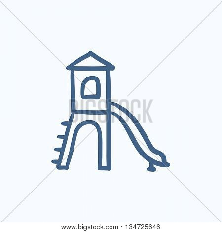 Playground with slide vector sketch icon isolated on background. Hand drawn Playground with slide icon. Playground with slide sketch icon for infographic, website or app.