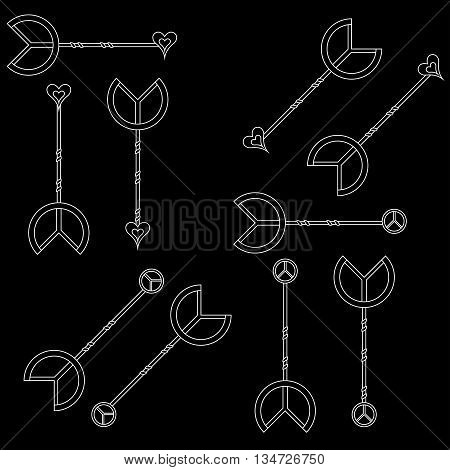 Decorative arrows. arrows. Boho arrows. Fighting arrows. Vector arrows. Design arrows. Art arrows. Flat arrows. Graphic arrows. Set of arrows.