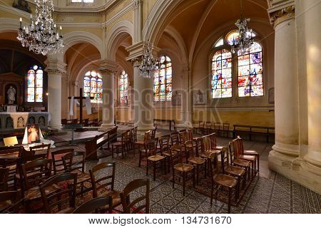Triel sur Seine France - april 12 2016 : the gothic and renaissance Saint Martin church