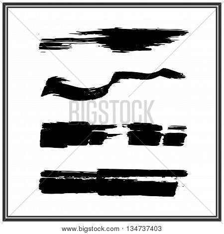 Set of four rough inky brush strokes