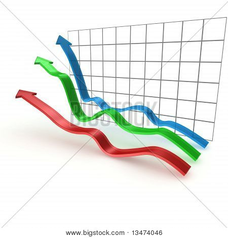 3D innalzamento grafici aziendali su sfondo bianco