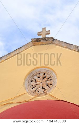 Old church in Piskopiano town on Crete Greece.