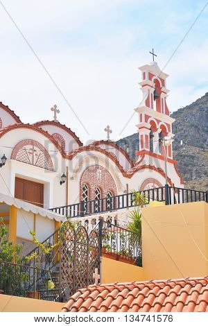 Old church in Piskopiano town on Crete Greece.