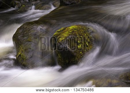 Rock in the Tefafallet waterfall near the Swedish village Ljusnedal