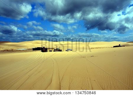 Tin City, Australia - October 4, 2014. In the 1930s a group of squatters constructed a series of tin shacks. Today, eleven of the shacks, known collectively as 