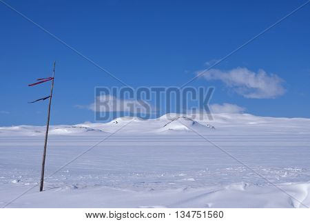 The snow covered Norwegian mountain plateau Hardangervidda