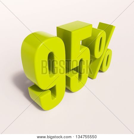 3d render: green 95 percent, percentage discount sign on white, 95%
