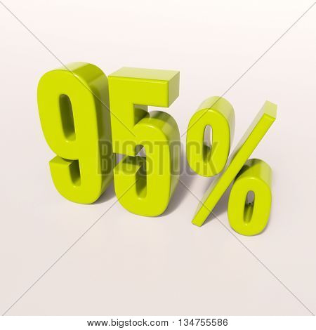 3d render: green 95 percent, percentage discount sign on white, 95%