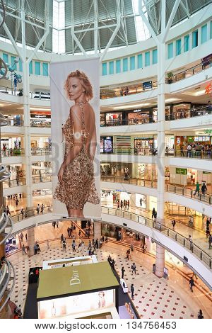 KUALA LUMPUR, MALAYSIA - MAY 09, 2016: inside of Suria KLCC. Suria KLCC is  located in the Kuala Lumpur City Centre district. It is in the vicinity of the landmark the Petronas Towers.