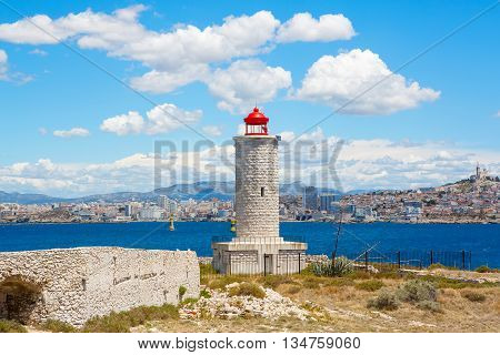 View on Marseille from Chateau d'If,  France. On sunny warm day in Provence.