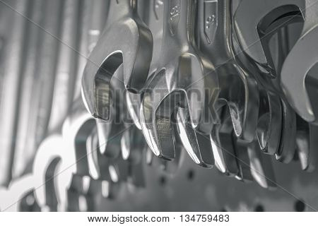 Hand tools, metal wrenches for car service and repair