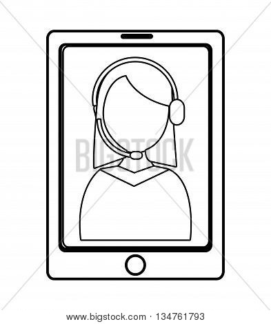 electronic device with avatar woman on the screen over isolated background, commerce concept , vector illustration