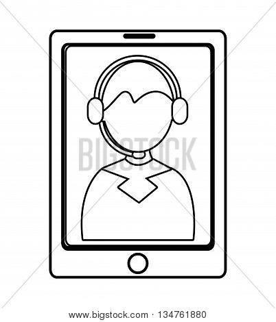 electronic device with avatar man on the screen over isolated background, commerce concept , vector illustration