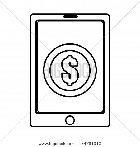 electronic device with coin icon on the screen over isolated background, commerce concept , vector illustration