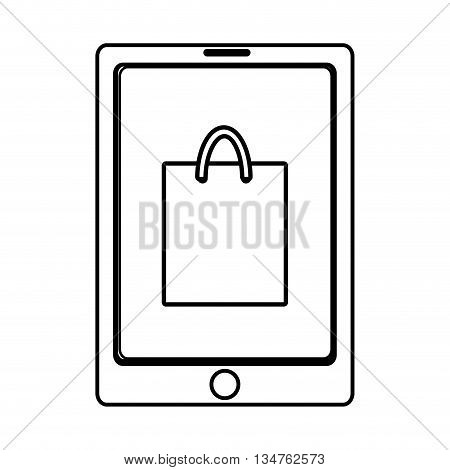electronic device with shopping bag icon  on the screen over isolated background, commerce concept , vector illustration