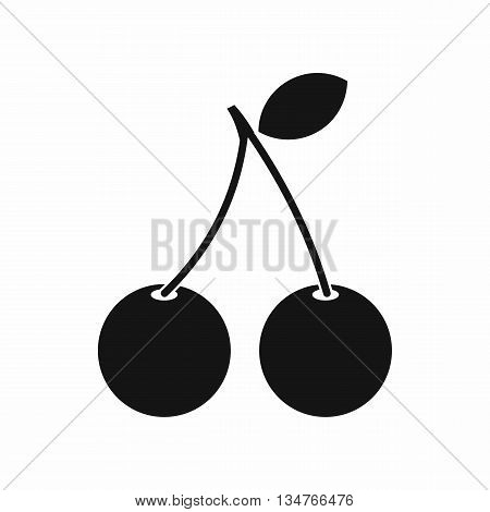 Two ripe cherry berries icon in simple style isolated on white background