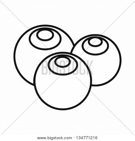 Ripe bilberries in outline style isolated on white background