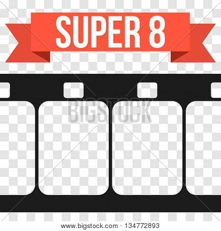 Vector Super 8 Film Strip Illustration on transparent Background. Abstract Film Strip design template.