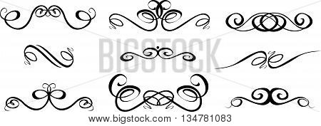 Ornate set of hand drawn vintage frames for text decoration in vector