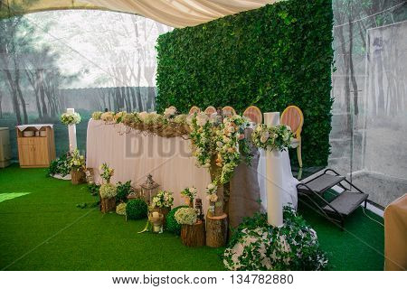 Beautiful wedding set up decoration luxury flower.