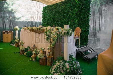Beautiful wedding set up decoration luxury flower.