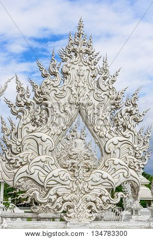The unique architecture in Wat Rong Khun - The White temple Chiang Rai, Thailand.