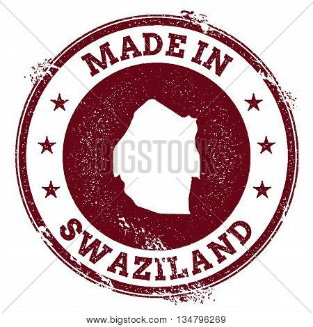 Swaziland Vector Seal. Vintage Country Map Stamp. Grunge Rubber Stamp With Made In Swaziland Text An